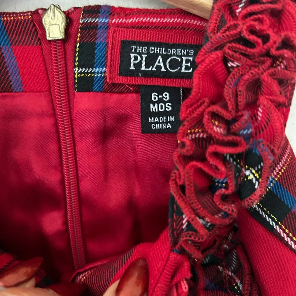 The Children's Place Red Plaid Dress 6-9 Months